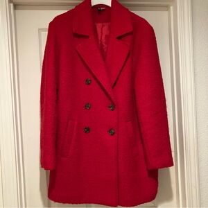 H&M Wool Blend Double Breasted Boucle Coat Red Medium M